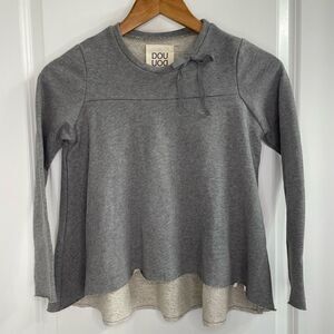 Douuod Gray Sweatshirt Top with bow